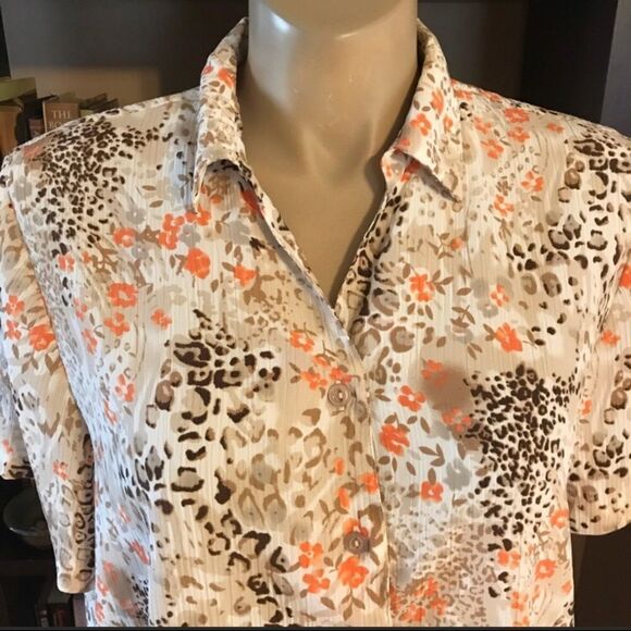 Southern Lady Size 18W Top Cream, Brown, Orange - Picture 3 of 5